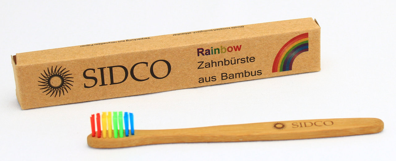 SIDCO Bambuszahnbürste für Kinder Rainbow